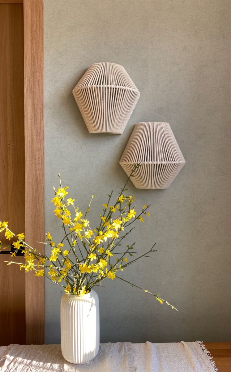 Juego de Apliques de Pared Geométricos en Tejido Artesanal